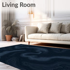 Deep Blue Topographic Contour Rug