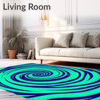 Vibrant Teal Navy Swirling Vortex Rug