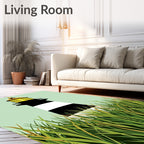 Coastal Grass and Lighthouse Scene Rug