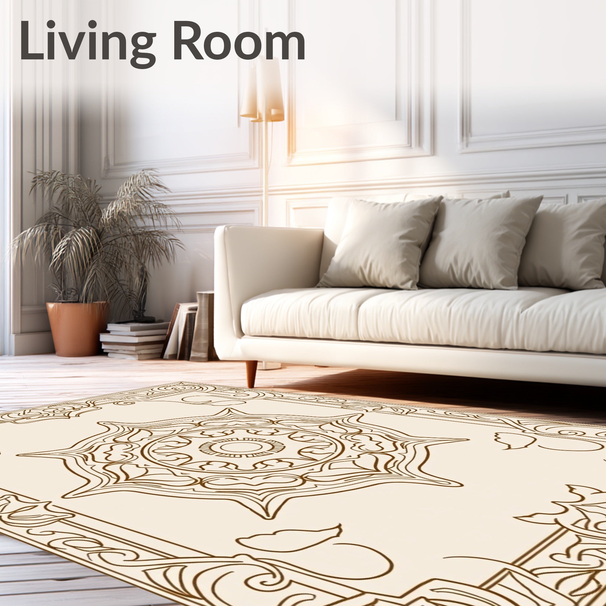 Vintage Neutral Lotus Medallion Rug