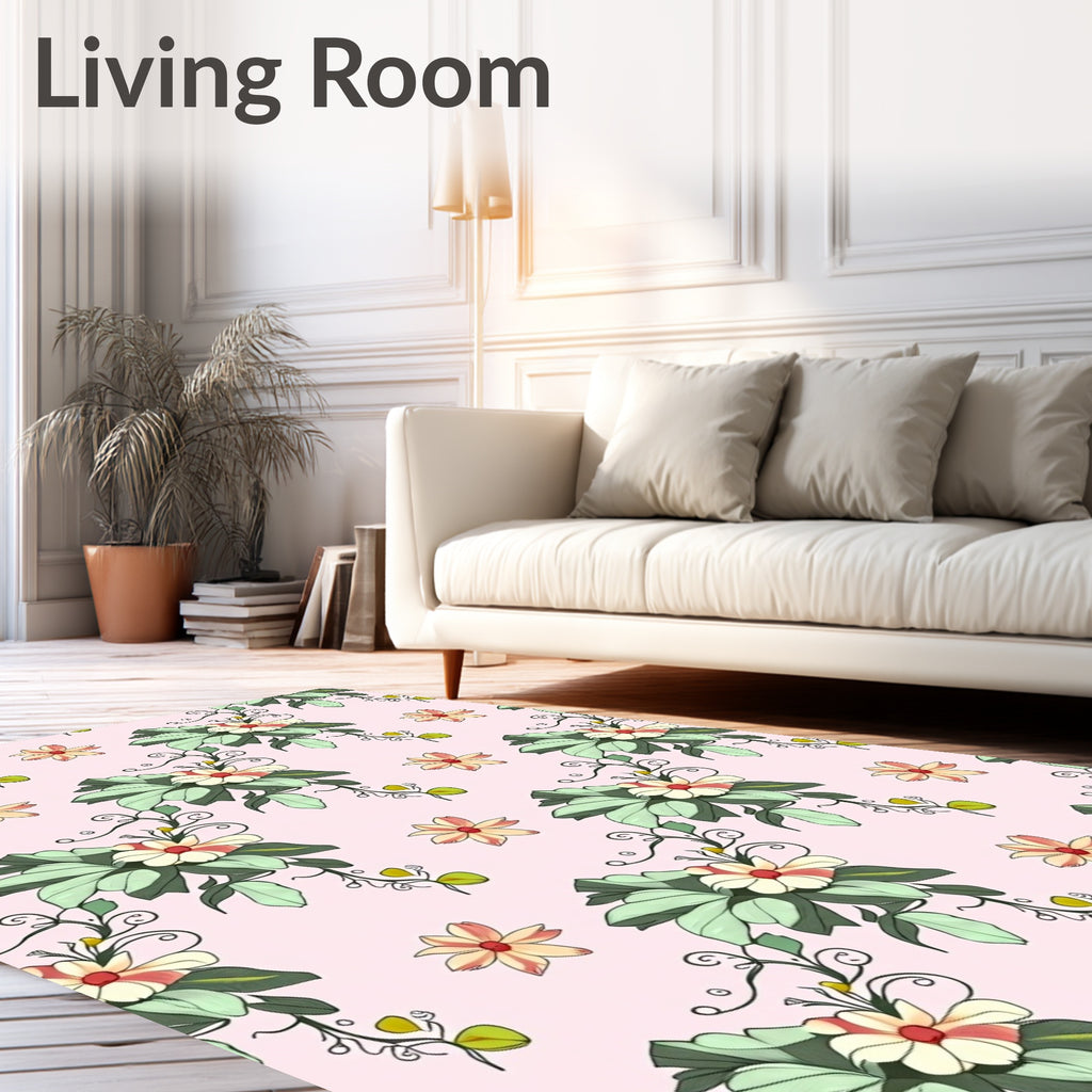 Pale Pink Floral Vine Harmony Rug