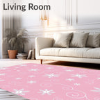 Pink Snowflake Swirl Cluster Rug