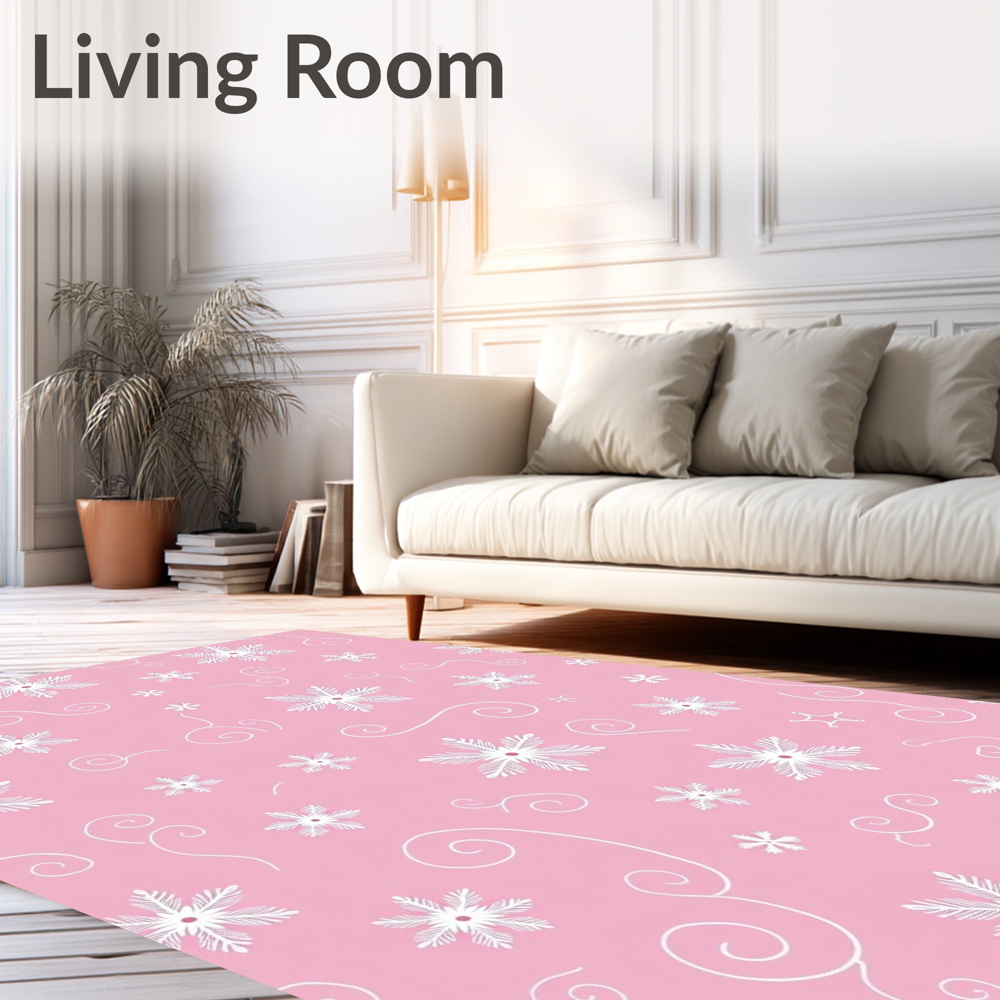 Pink Snowflake Swirl Cluster Rug