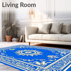 Royal Blue Ivory Sunburst Medallion Rug