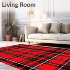Classic Red Black Plaid Weave Rug