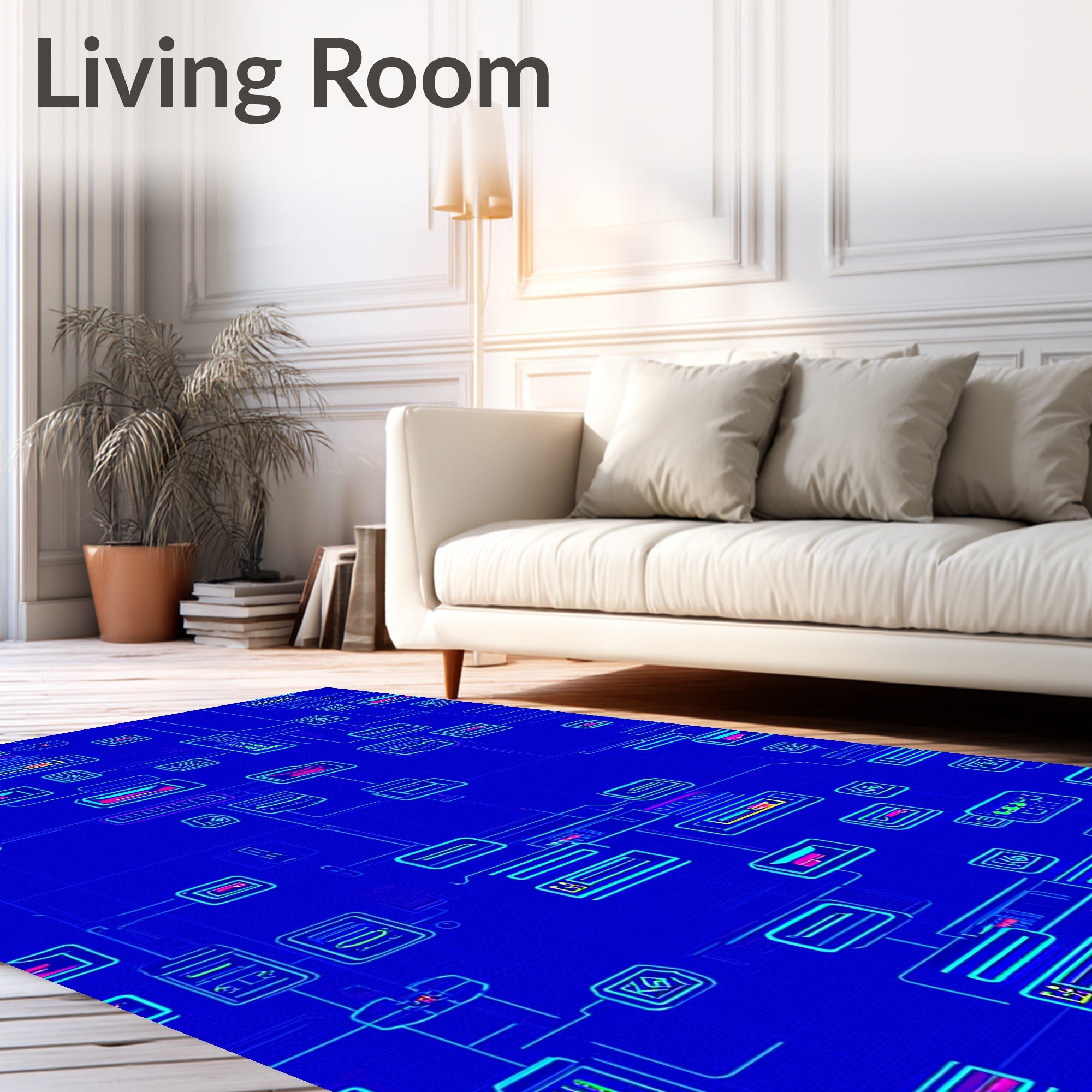 Neon Abstract Circuit Board Rug
