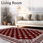 Regal Burgundy White Fleur Border Rug