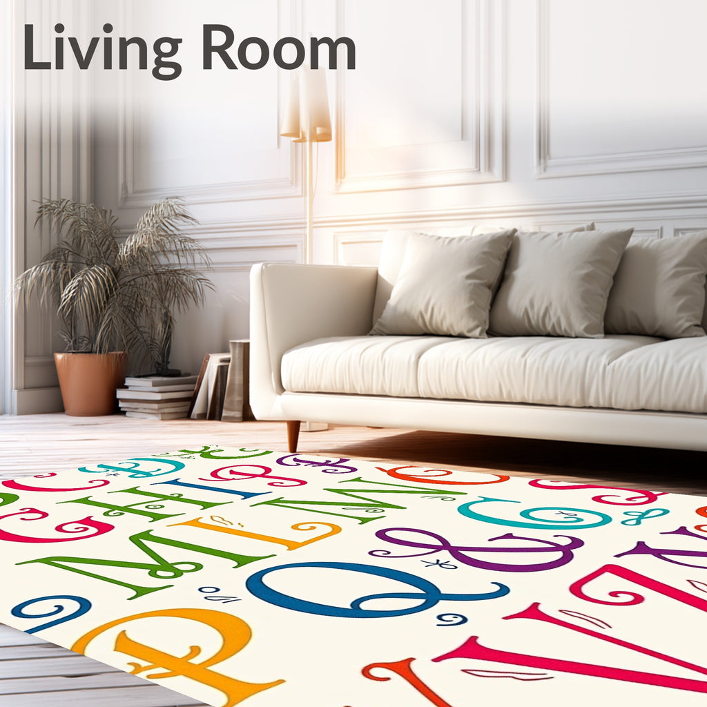 Colorful Alphabet Typography Area Rug