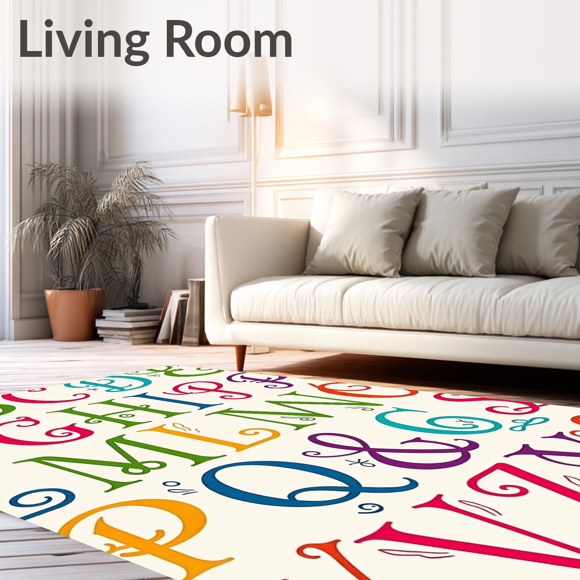 Colorful Alphabet Typography Area Rug