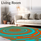 Orange Teal Concentric Rings Rug
