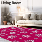 Crimson Snowflake Cluster Graphic Rug