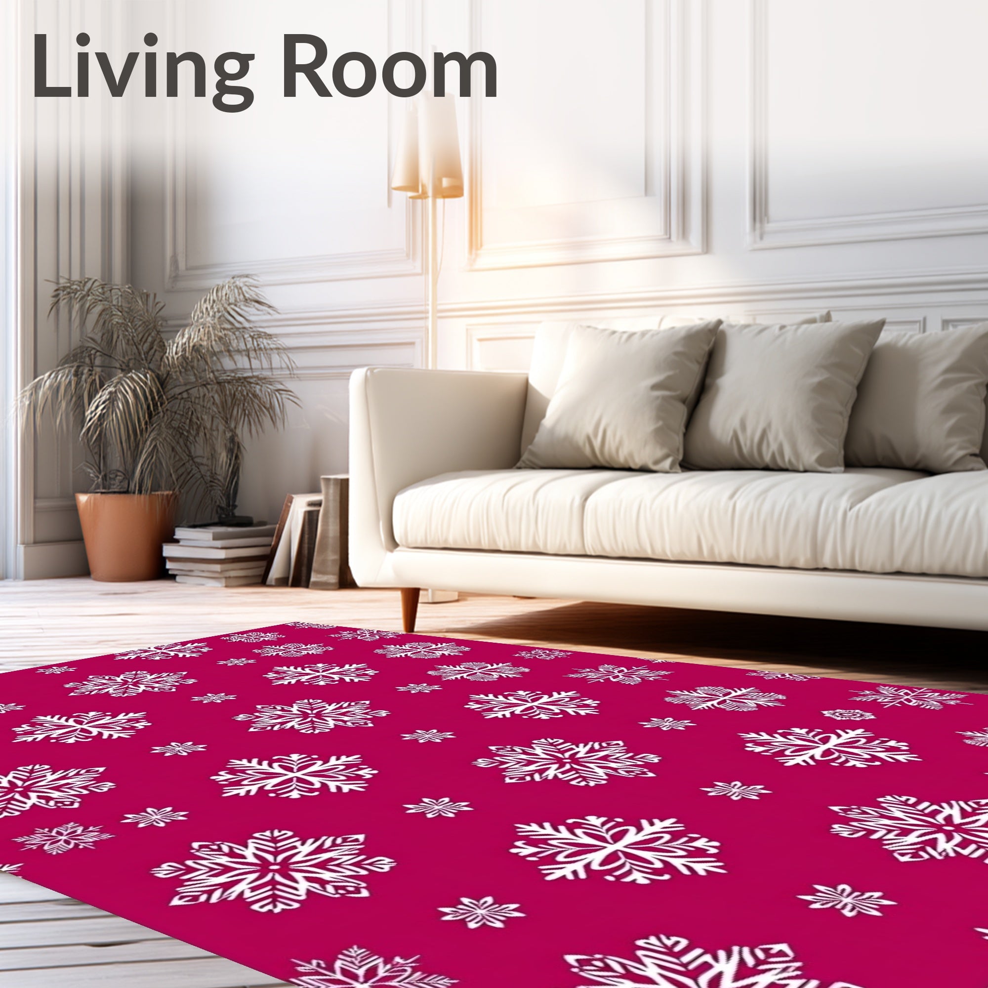 Crimson Snowflake Cluster Graphic Rug