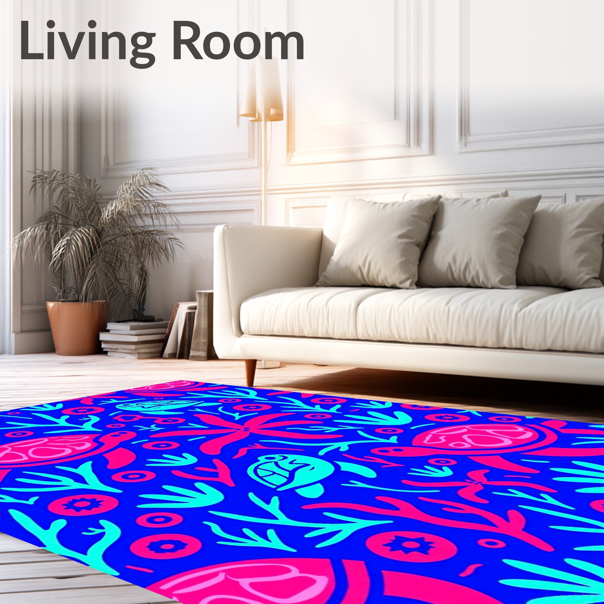 Vibrant Coral Sea Turtle Aquatic Scene Rug