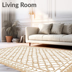 Tan Geometric Diamond Lattice Rug