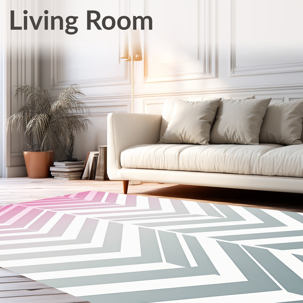 Graded Pink Gray Chevron Accent Rug