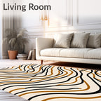 Cream Black Copper Wave Lines Rug