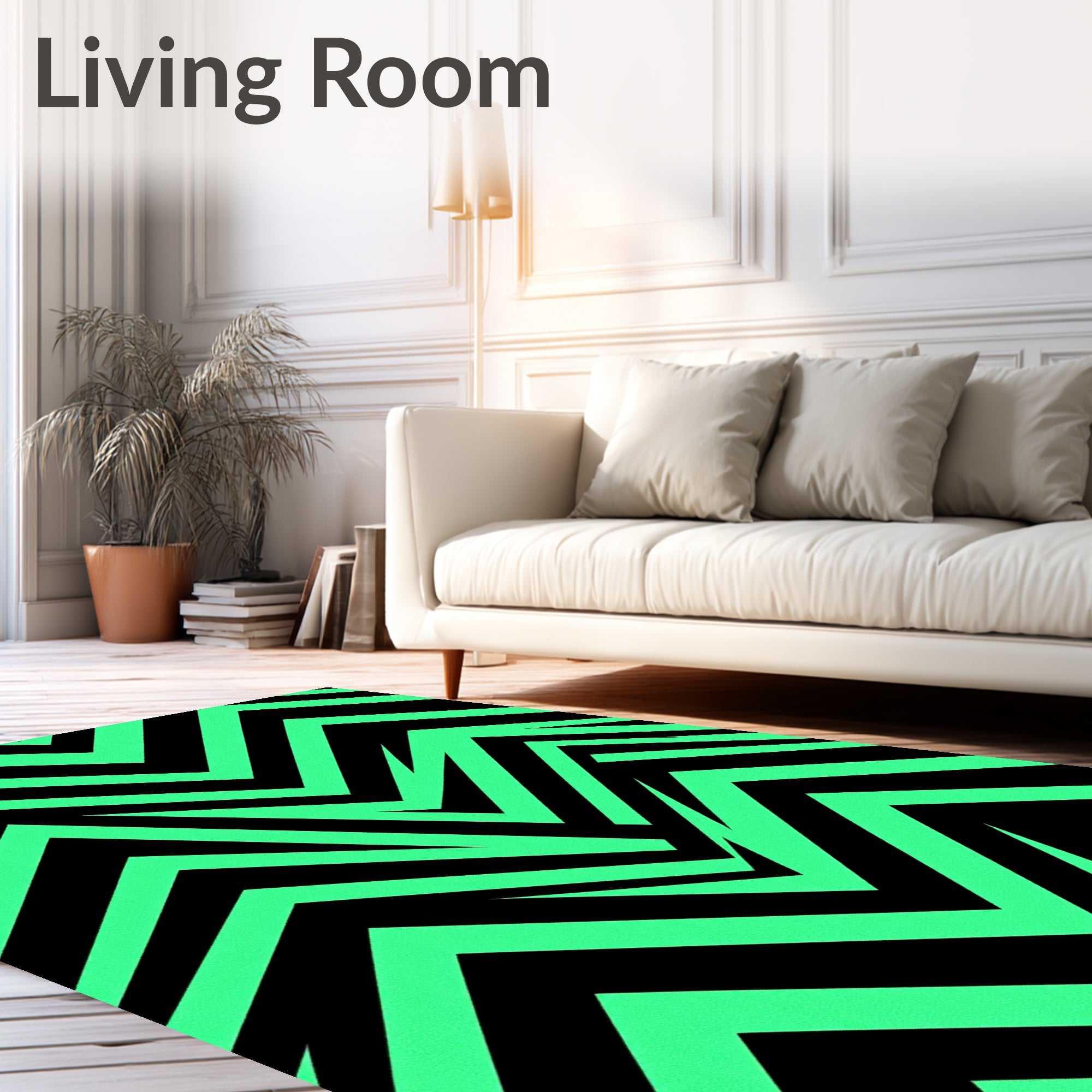 Bold Mint Zigzag Jagged Stripes Rug