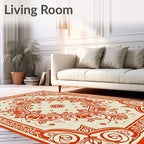 Crimson Floral Scroll Medallion Rug