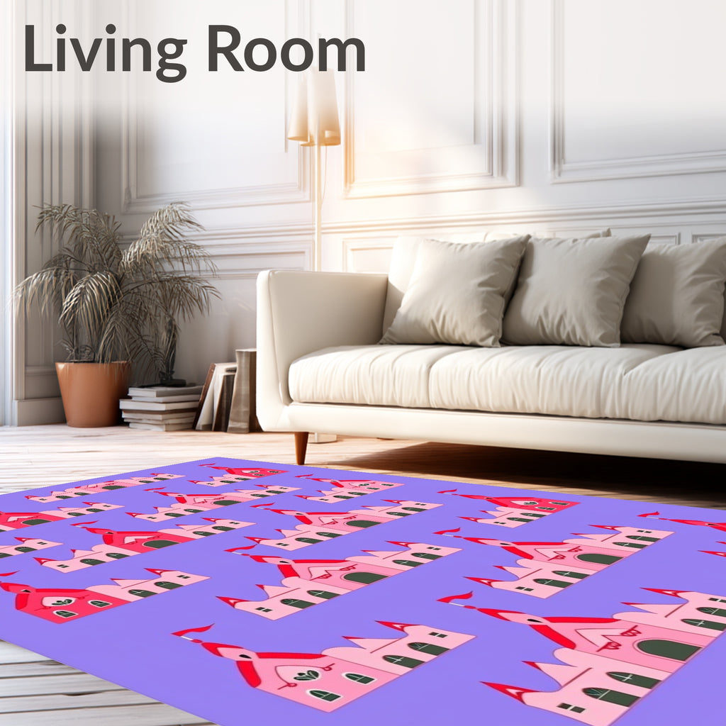 Pink Castle Town Whimsical Repeat Rug