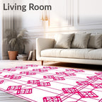 Pink Geometric Diamond lattice Rug