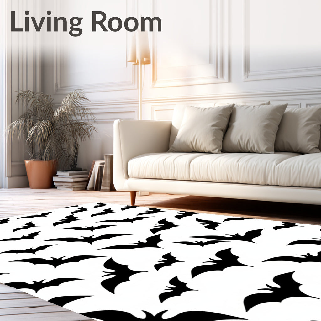 Black Bat Silhouette Collage Rug