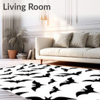 Black Bat Silhouette Collage Rug