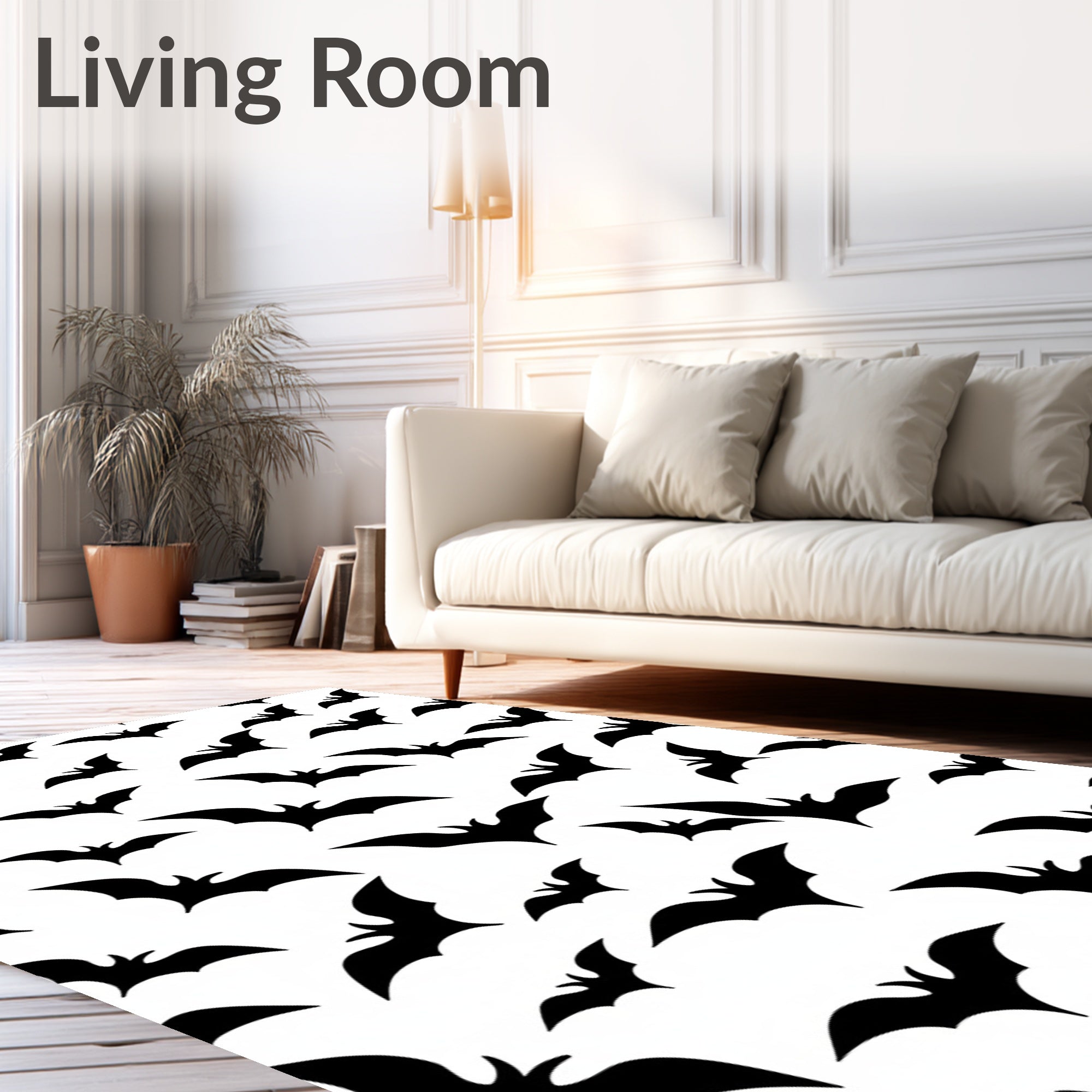 Black Bat Silhouette Collage Rug