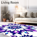 Vibrant Blue Violet Starburst Mandala Rug