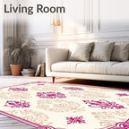 Crimson Baroque Damask Scrolling Floral Rug