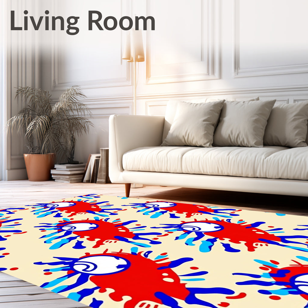 Whimsical Red Alien Splash Rug