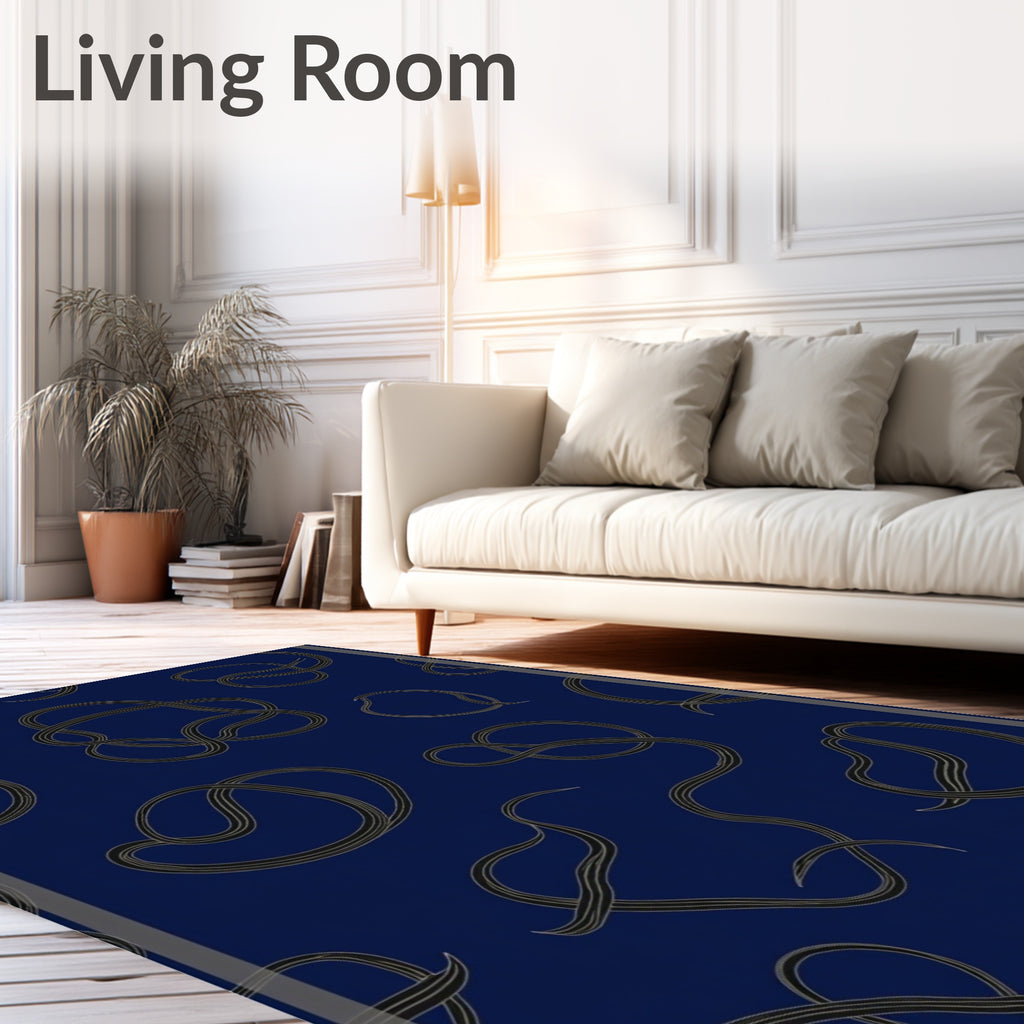Navy Blue Abstract Knot Rug