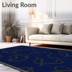 Navy Blue Abstract Knot Rug
