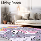 Pastel Unicorn Rainbow Cloud Stars Rug