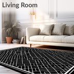 Monochrome Interlocking Square Grid Rug
