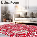 Vibrant Red Paisley Floral Medallion Rug