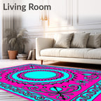 Hot Pink Teal Ornate Mandala Rug