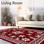 Crimson White Floral Snowflake Medallion Rug