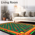 Vibrant Geometric Frame Tropical Garden Rug