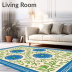 Blue Floral Botanical Vines Rug
