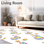 Whimsical Groovy Space Car Swirls Rug