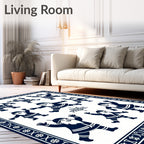 Navy Blue Happy Gnomes Border Rug