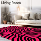 Bold Pink Black Swirl Rug