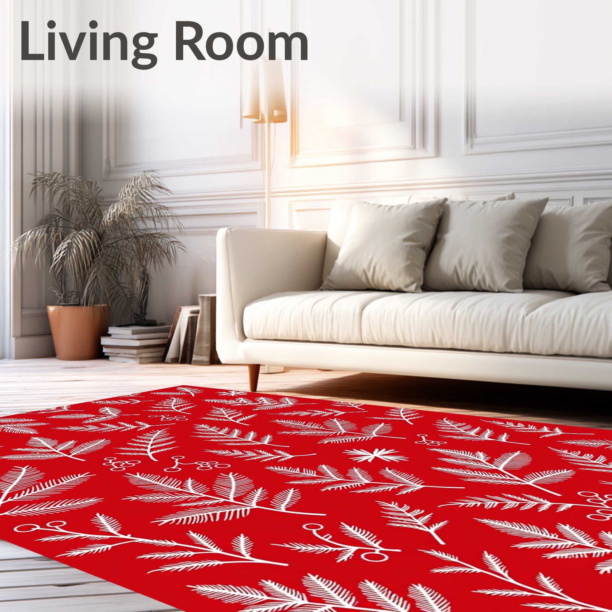 Crimson White Leaf Berry Botanical Rug