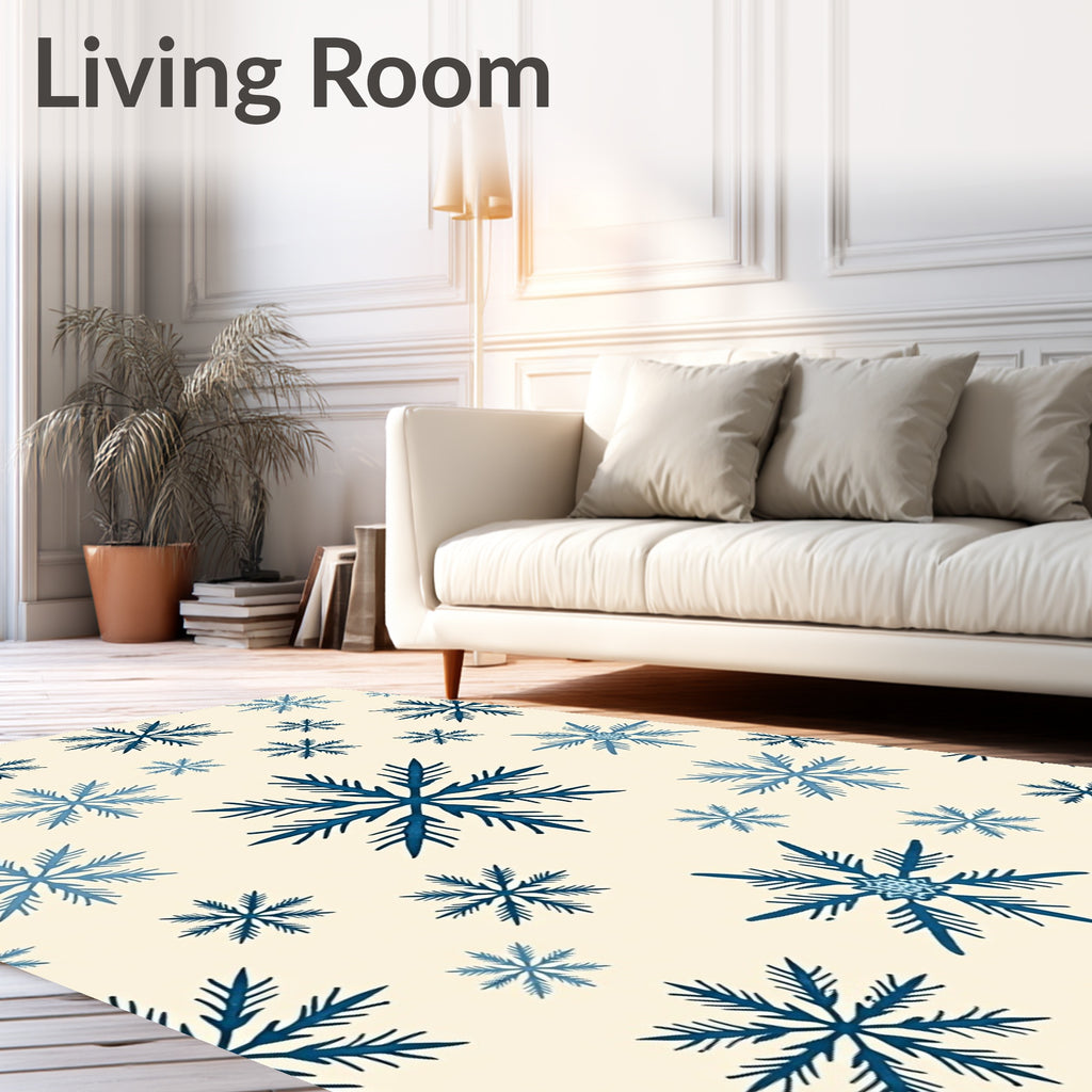 Navy Blue Snowflake Scatter Rug
