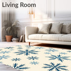 Navy Blue Snowflake Scatter Rug