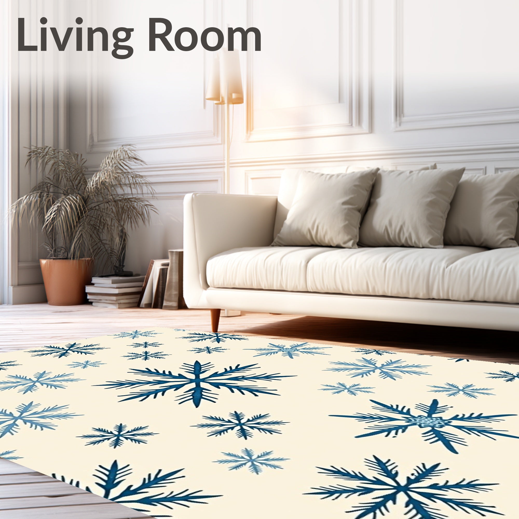 Navy Blue Snowflake Scatter Rug