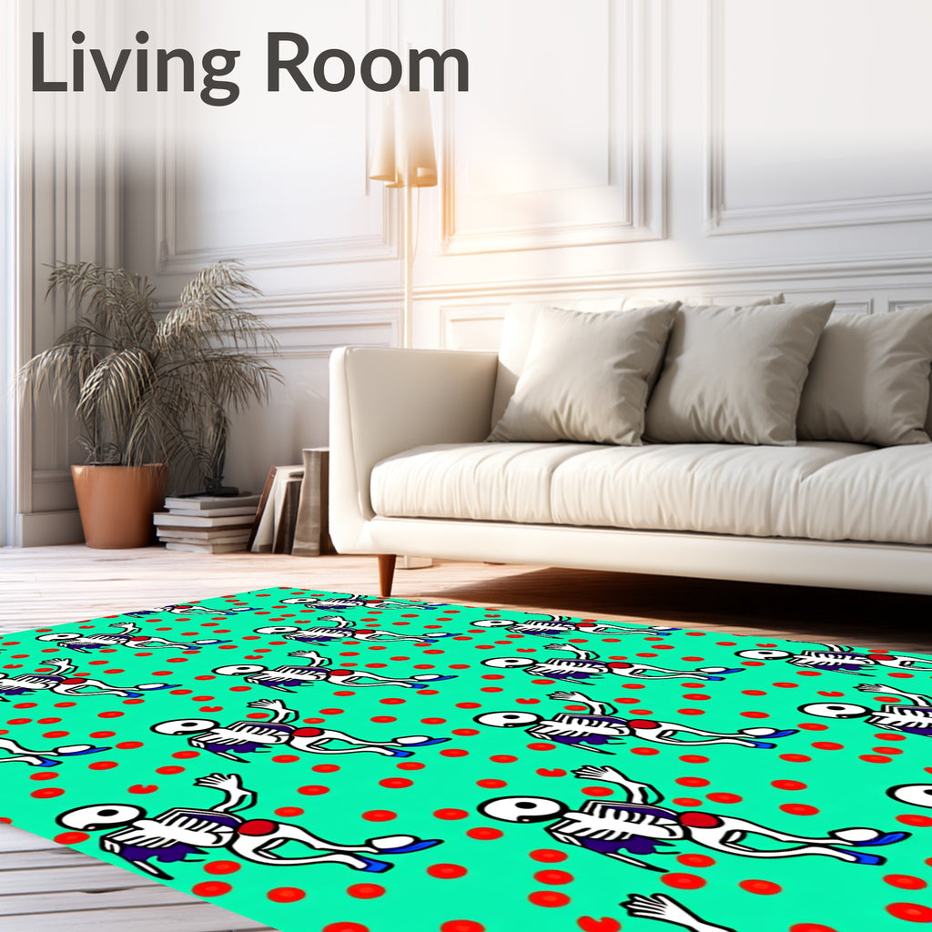 Whimsical Skeleton Polka Dot Garden Rug