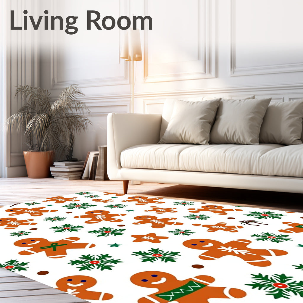Cute Gingerbread Snowflakes Christmas Characters Rug