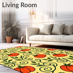 Orange Pumpkin Vine Swirls Rug