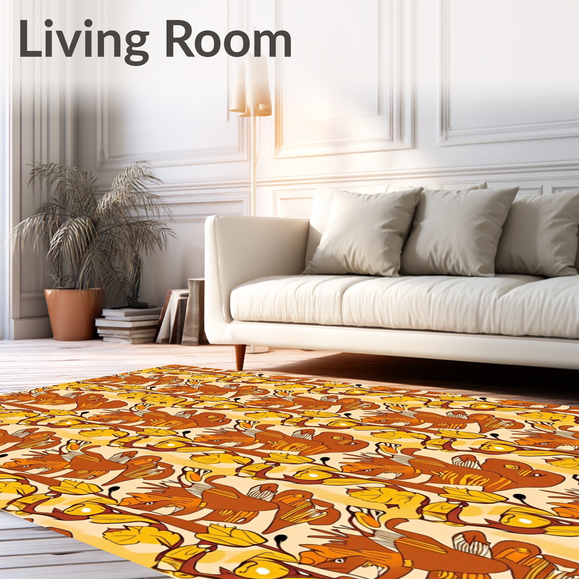 Warm Ochre Autumn Foliage Rug